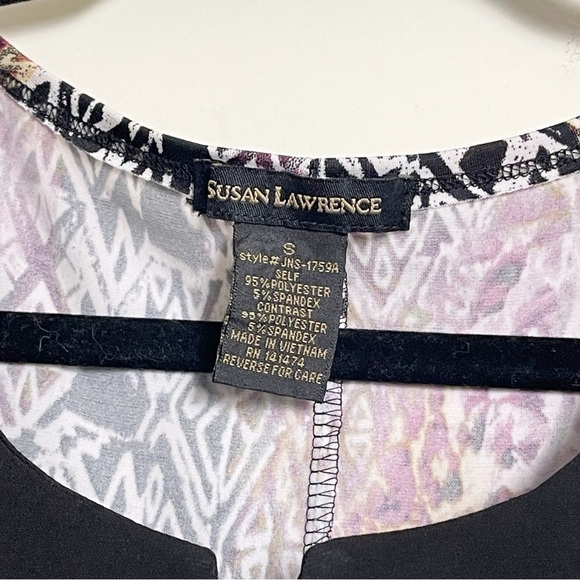 SUSAN LAWRENCE Women’s Sleeveless Animal Print Geometric Multicolor Top - Small - Picture 4 of 7